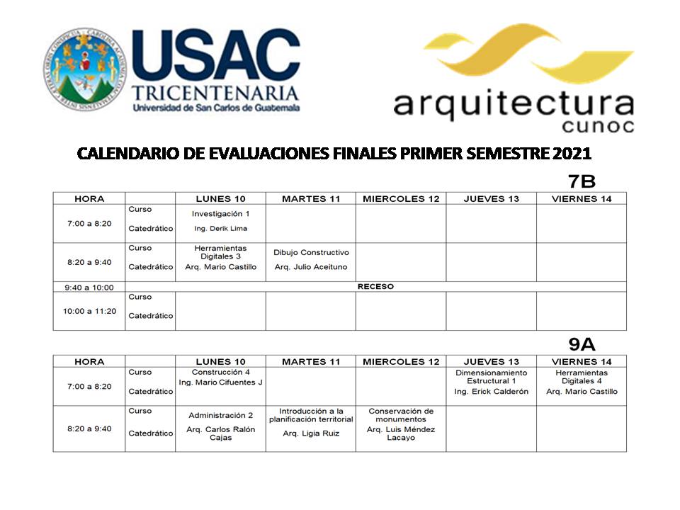 Calendario de Exámenes Finales Primer Semestre (8)